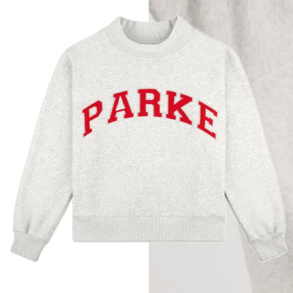 Parke Classic Grey + Ruby Varsity Mockneck Sweatshirt L/XL